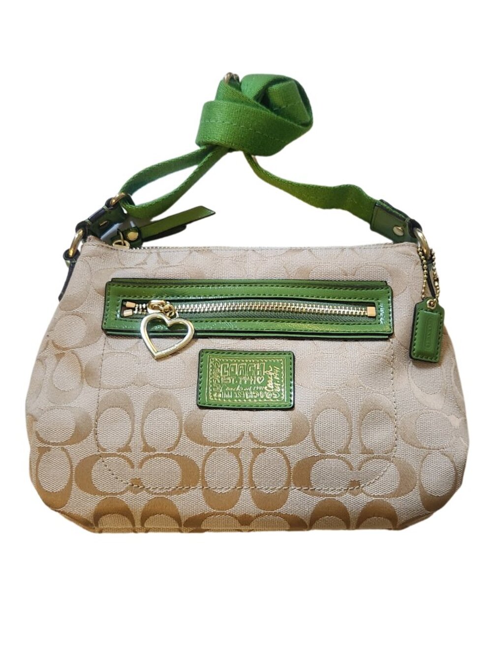 Coach Poppy Daisy Signature Swingpack Green Khaki Crossbody Y2K